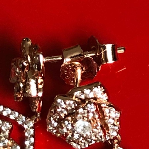 925Silver Gold-tone Polished CZ PostDangleEarrings - Picture 5 of 6